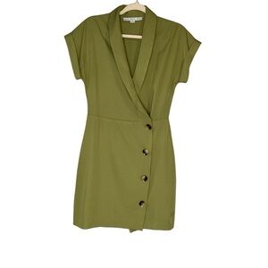 HYFVE olive army green midi blazer surplice dress short sleeve cuffed.‎ Size M